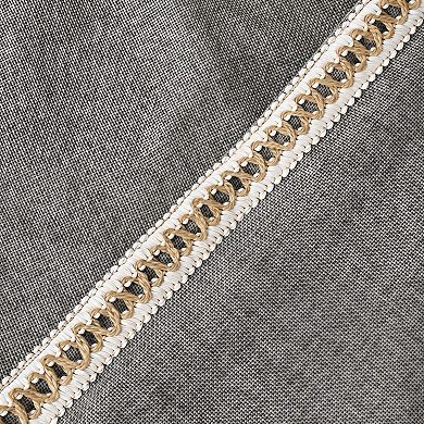 Set of 2 Faux Linen Throw Pillow Covers with Decorative Braided Trim