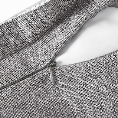 Set of 2 Faux Linen Throw Pillow Covers with Decorative Braided Trim