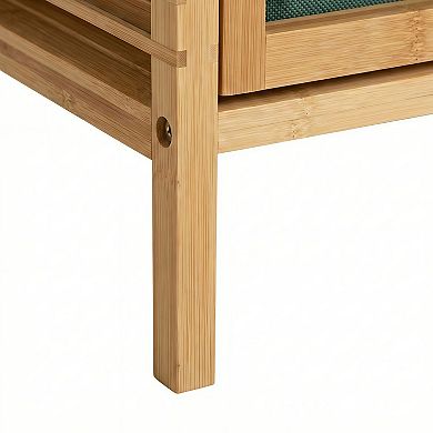 100% Natural Bamboo Bathroom Shelf with Tilt-Out Laundry Hamper