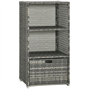 Indoor & Outdoor Wicker Storage Shelf with Drawer