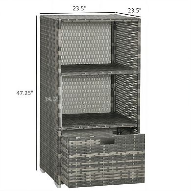 Indoor & Outdoor Wicker Storage Shelf with Drawer