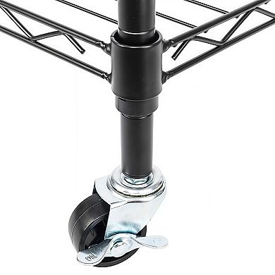 2-Tier Rod Closet Organizer Garment Rack with Storage Shelves and Hooks