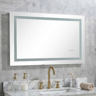 LED Bathroom Mirror with Front & Backlit, Smart Touch, Anti-Fog, 3 Colors