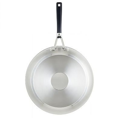 Brushed Stainless Steel Induction Frying Pan, Metal Utensil and Dishwasher Safe