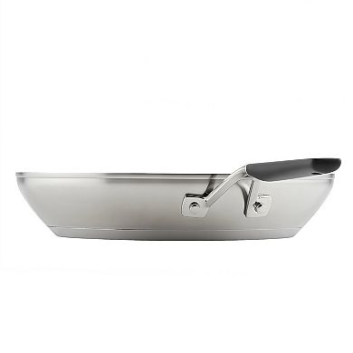 Brushed Stainless Steel Induction Frying Pan, Metal Utensil and Dishwasher Safe
