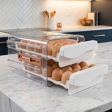 40-Capacity 2-Drawer Egg Storage Container for Refrigerator