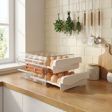 40-Capacity 2-Drawer Egg Storage Container for Refrigerator