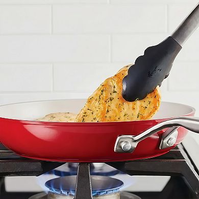 Hard Anodized 12.1 Inch Ceramic Nonstick Frying Pan, Oven Safe to 500°F, Empire Red