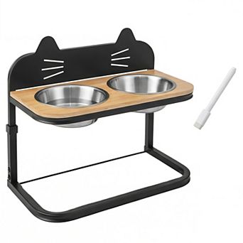 Adjustable Elevated Pet Feeder Stand with Stainless Steel Bowls for Dogs & Cats