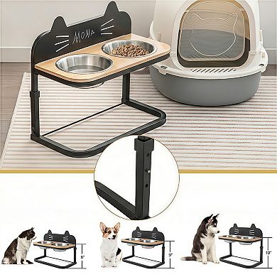Adjustable Elevated Pet Feeder Stand with Stainless Steel Bowls for Dogs & Cats