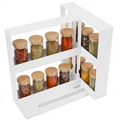 Swivel Cabinet Organizer Double-Layer Revolving Spice Rack for Kitchen & Home