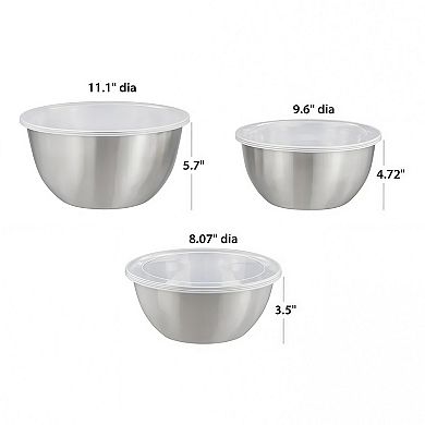 6-Piece Brushed Stainless Steel Mixing & Storage Bowl Set with Lids