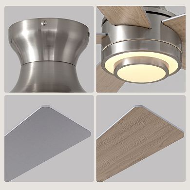 Moooni 52" Ceiling Fan with Lights Modern Reversible Fandelier with Remote & APP Control for Bedroom