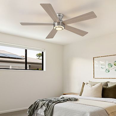 Moooni 52" Ceiling Fan with Lights Modern Reversible Fandelier with Remote & APP Control for Bedroom