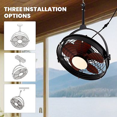 Moooni 25" Outdoor Waterproof Ceiling Fan with Light 3CCT Dimmable Plug in Caged Ceiling Fan