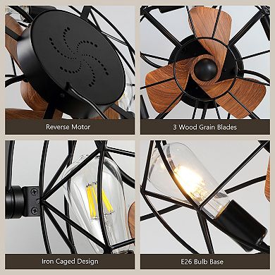 Moooni Multi-Mount 360° Rotation Ceiling Fan with Light - Remote Control, 6-Speed, Plug-In