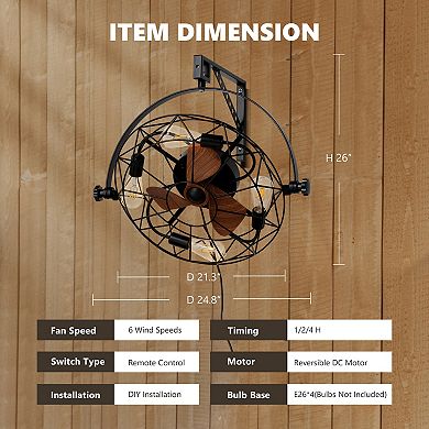 Moooni Multi-Mount 360° Rotation Ceiling Fan with Light - Remote Control, 6-Speed, Plug-In