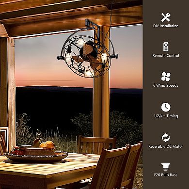 Moooni Multi-Mount 360° Rotation Ceiling Fan with Light - Remote Control, 6-Speed, Plug-In