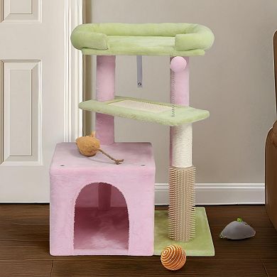 Multi-Level Cat Tree with Scratching Post, Condo and Padded Bed