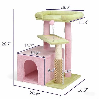 Multi-Level Cat Tree with Scratching Post, Condo and Padded Bed