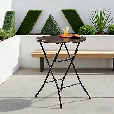 Round High-Top Folding Table Versatile for Indoor & Outdoor Spaces