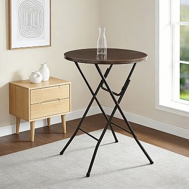 Round High-Top Folding Table Versatile for Indoor & Outdoor Spaces