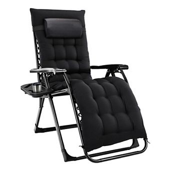 Zero Gravity Reclining Lounge Chair with Cup Holder and Removable Cushion