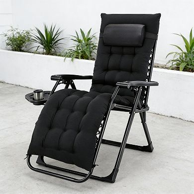 Zero Gravity Reclining Lounge Chair with Cup Holder and Removable Cushion