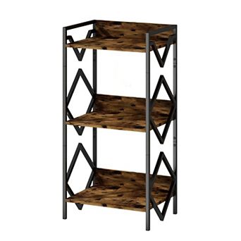 3 tier Rustic Metal Bookshelf for Small Spaces