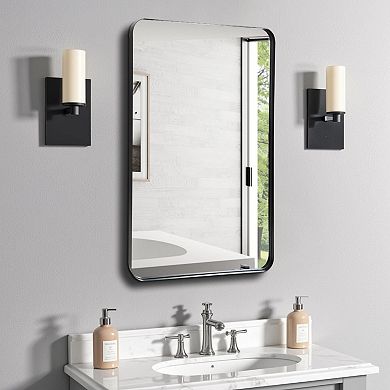 Deep Frame Rectangle Mirror Modern Decor Metal Frame Wall Mounted or Leaned