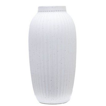 Indoor Speckled Ribbed Ceramic Vase