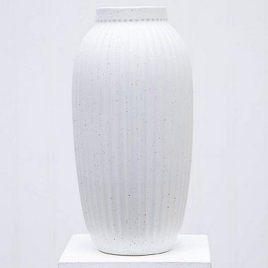 Indoor Speckled Ribbed Ceramic Vase