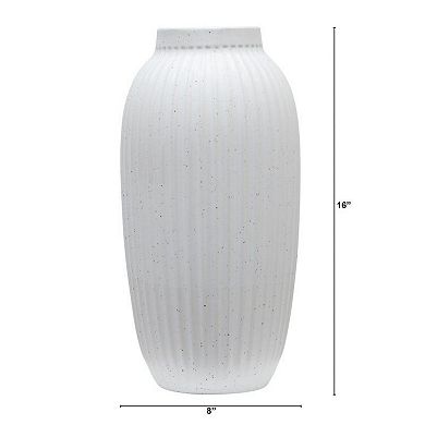 Indoor Speckled Ribbed Ceramic Vase