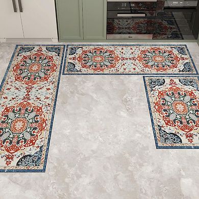Home Essentials 3-Piece Bohemian Kitchen Rug Set with Runner