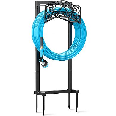 Generic Metal Outdoor Garden Hose Holder with Freestanding Reel