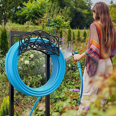 Generic Metal Outdoor Garden Hose Holder with Freestanding Reel