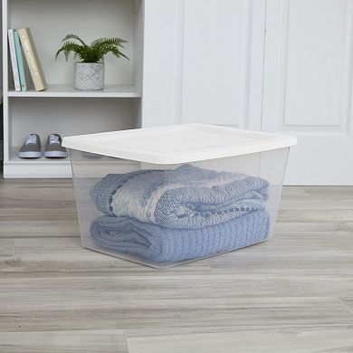 4 Pack 58 Quart Clear Plastic Storage Box with Snap-On Lid
