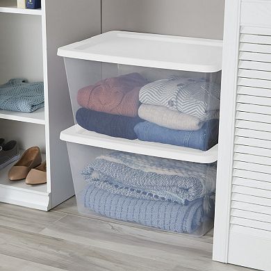 4 Pack 58 Quart Clear Plastic Storage Box with Snap-On Lid