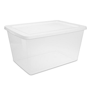 4 Pack 58 Quart Clear Plastic Storage Box with Snap-On Lid