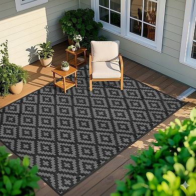 Everyday Home Reversible Plastic Straw Outdoor Patio Rug