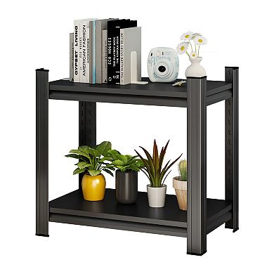 2-Layer Metal Storage Rack with Adjustable Divider Shelf