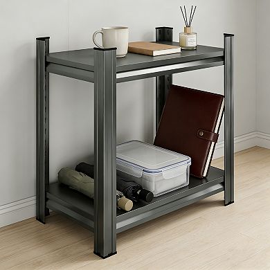 2-Layer Metal Storage Rack with Adjustable Divider Shelf