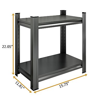 2-Layer Metal Storage Rack with Adjustable Divider Shelf