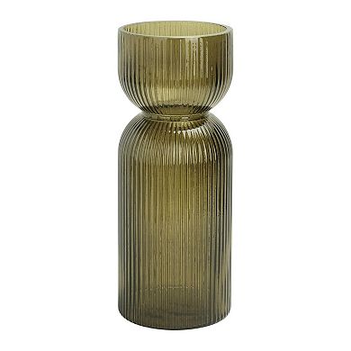 Translucent Ribbed Glass Tabletop Vase