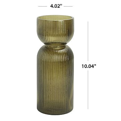 Translucent Ribbed Glass Tabletop Vase