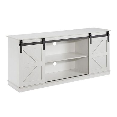 Farmhouse TV Stand and Entertainment Center with Sliding Barn Doors and Storage Cabinets