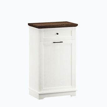Antique White 13 Gallon Tilt Out Trash Cabinet, 21.7"L x 13.4"W x 36.2"H (Trash Can Not Included)