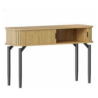 IDEALHOUSE 47" Fluted Console Table with Drawers and Sliding Door