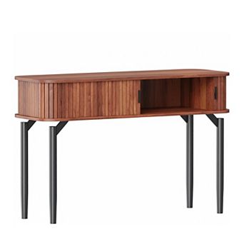 IDEALHOUSE 47" Fluted Console Table with Drawers and Sliding Door