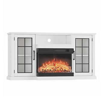 IDEALHOUSE 75 inch TV Stand with 40 inch 3-Sided Electric Fireplace, 12 Flame Colors, 750W/1500W